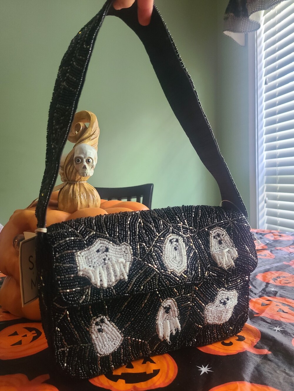 Beaded Halloween Ghost Bag 🎃